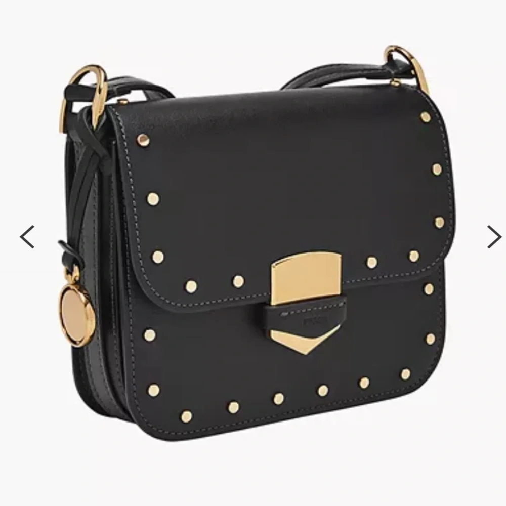 Fossil Black Studded Crossbody Bag - EUC